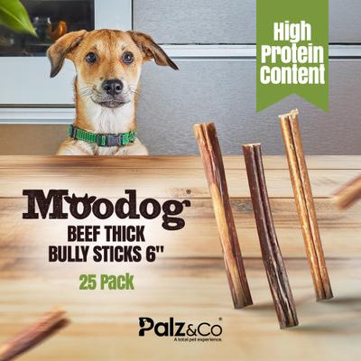 Show full view: Palz&Co Moodog 6-inch Beef Thick Bully Sticks Dog Treats, 25 count slide 4 of 10