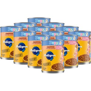 Pedigree Chopped Ground Dinner with Chicken & Beef Puppy Canned Wet Dog Food, 13.2-oz, case of 24