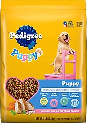 Pedigree Puppy Growth & Protection Chicken & Vegetable Flavor Dry Food + Chopped Ground Dinner with Chicken & Beef Puppy Canned Wet Dog Food slide 2 of 9