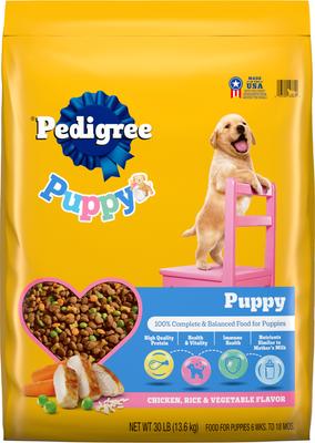 Show full view: Pedigree Puppy Growth & Protection Chicken & Vegetable Flavor Dry Food + Chopped Ground Dinner with Chicken & Beef Puppy Canned Wet Dog Food slide 2 of 10
