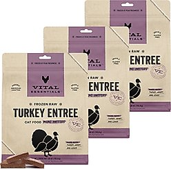 Vital Essentials Frozen Raw Mini Patties Grain-Free Turkey Entree Cat Food, 28-oz bag, bundle of 3