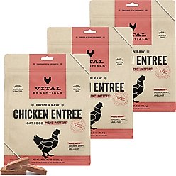 Vital Essentials Frozen Raw Mini Patties Grain-Free Chicken Entree Cat Food, 28-oz bag, bundle of 3