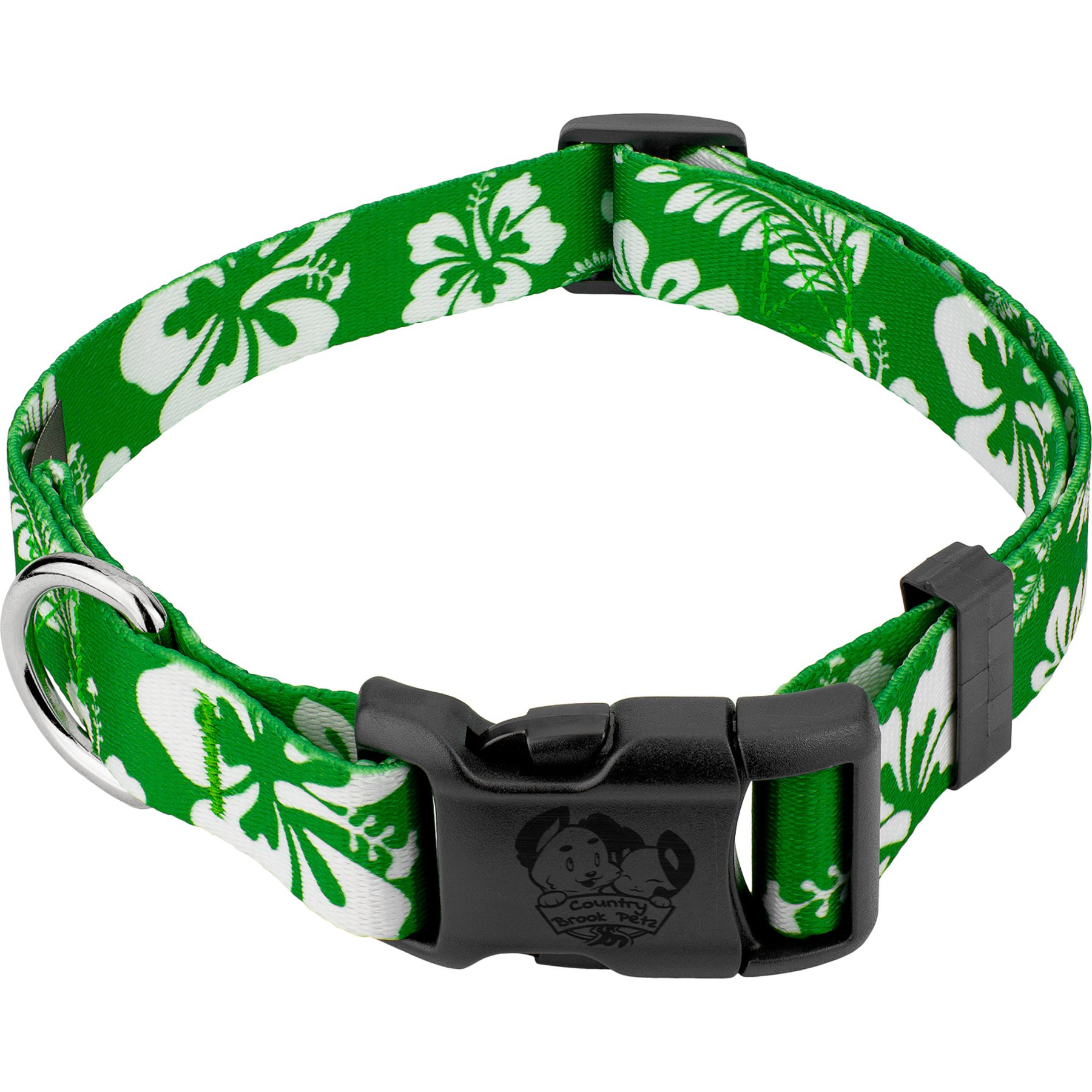 Country Brook Design Deluxe Hawaiian Dog Collar, Kelly Green, XX-Small