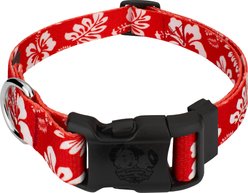 Country Brook Design Deluxe Hawaiian Dog Collar, Red, Medium
