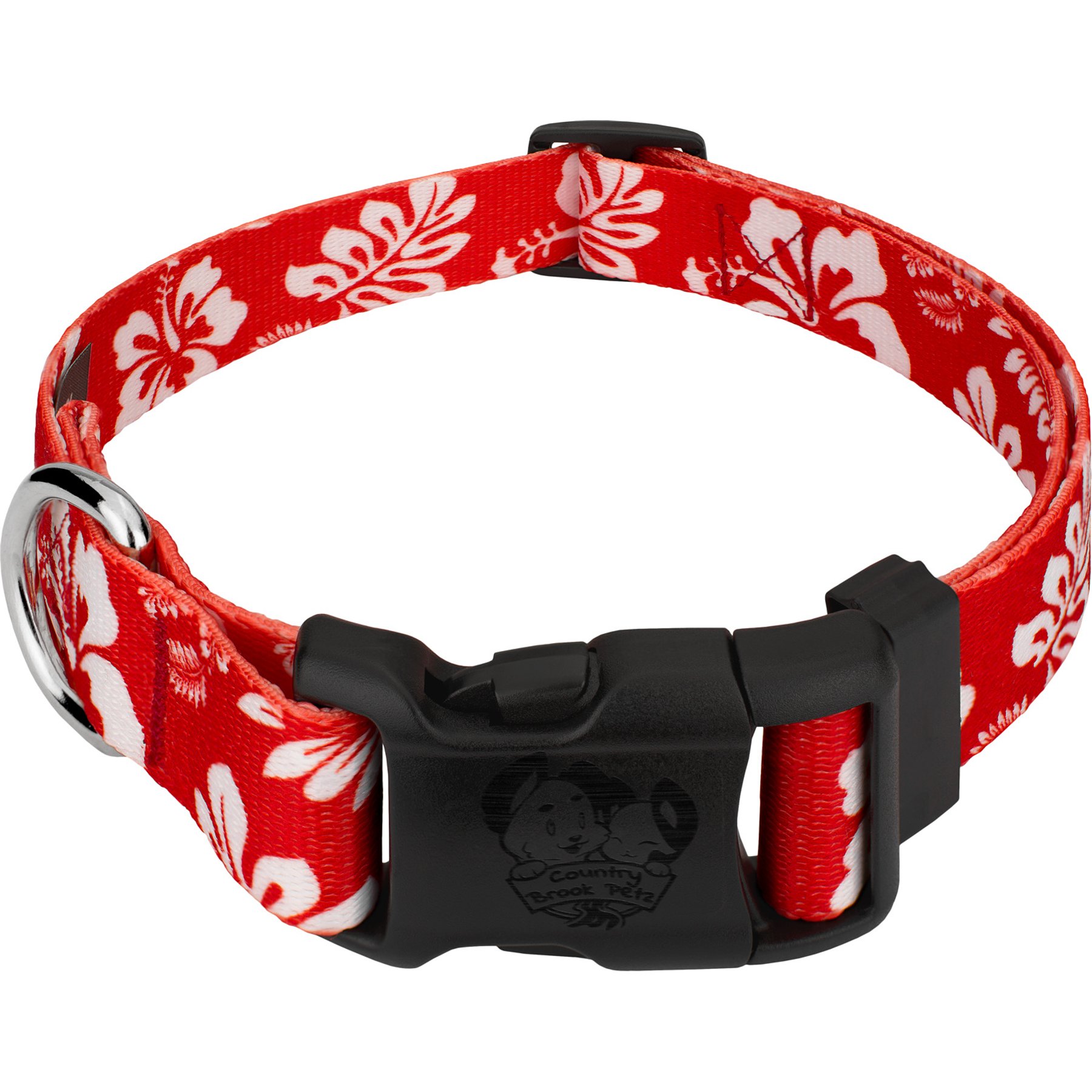 Country Brook Design Deluxe Hawaiian Dog Collar, Red, X-Small