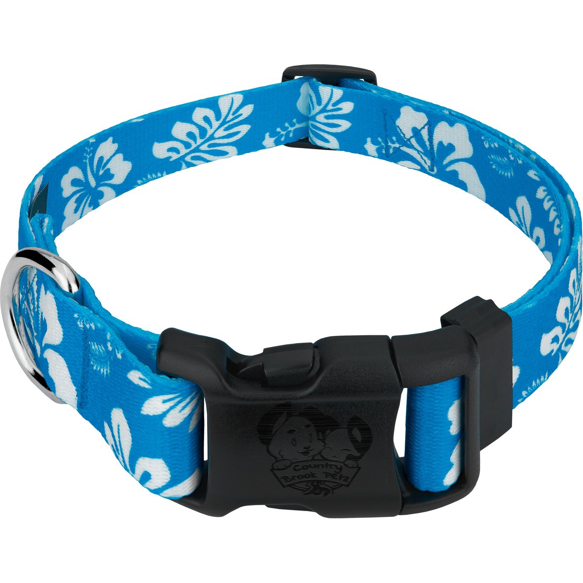 Country Brook Design Deluxe Hawaiian Dog Collar, Blue, Small
