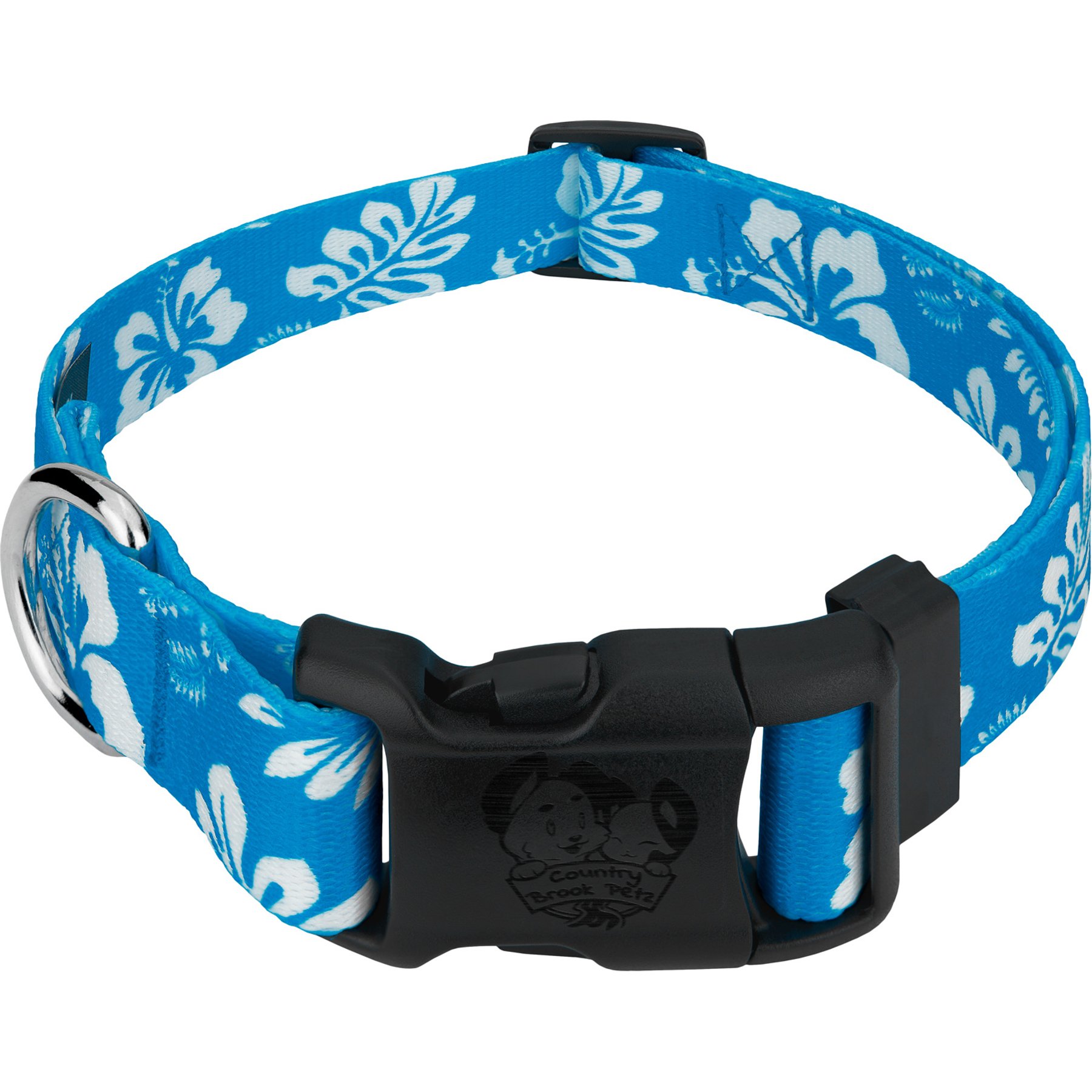 Country Brook Design Deluxe Hawaiian Dog Collar, Blue, XXX-Small