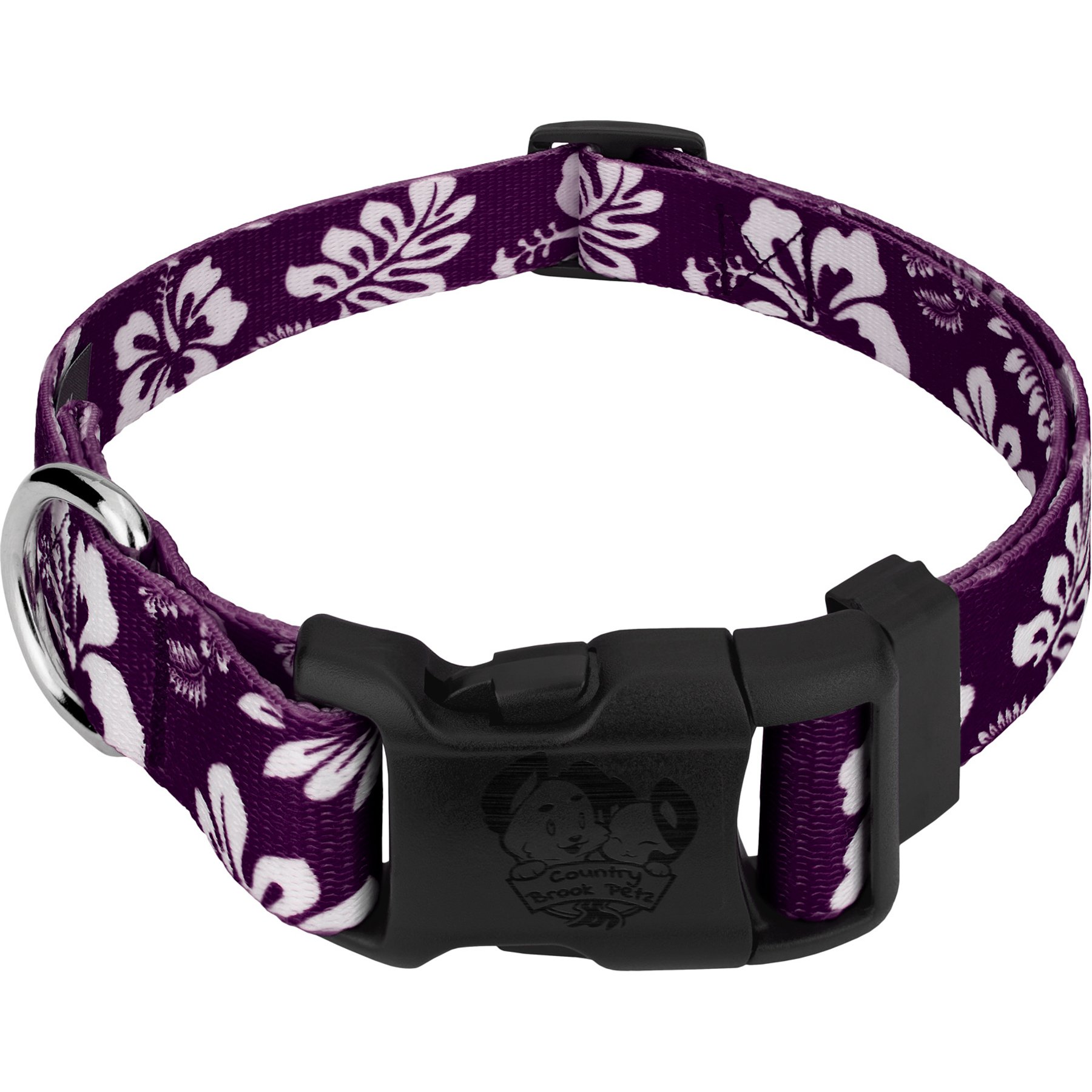 Country Brook Design Deluxe Hawaiian Dog Collar, Purple, XX-Small