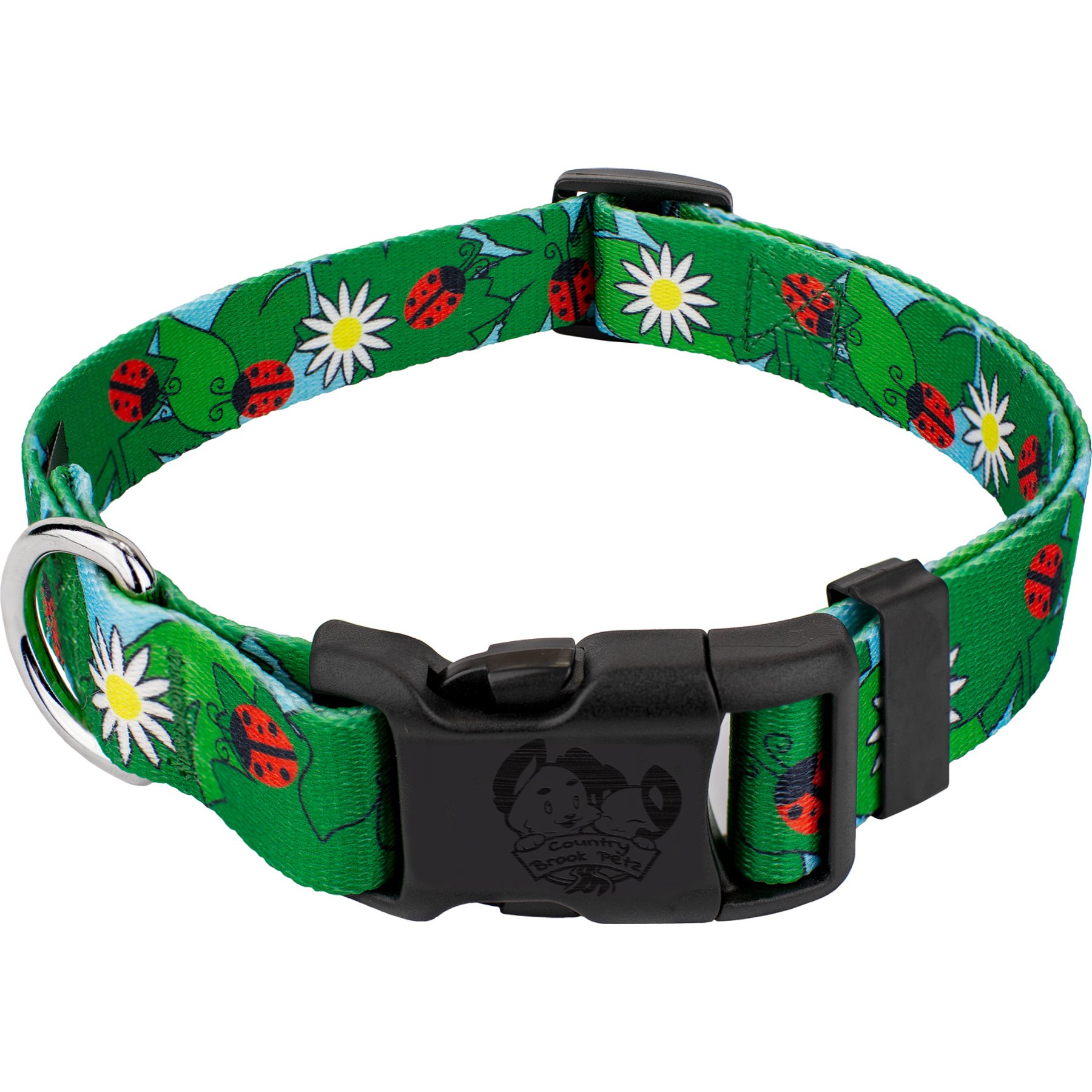 Country Brook Design Deluxe Ladybug Picnic Dog Collar, X-Small