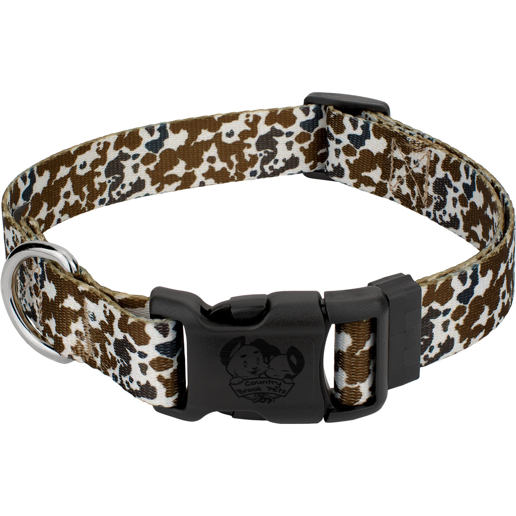 Country Brook Design Deluxe Cow Print Dog Collar, X-Large