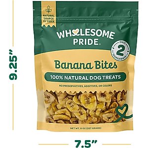 Wholesome Pride Pet Treats Banana Bites Dehydrated Dog Treats, 8-oz bag
