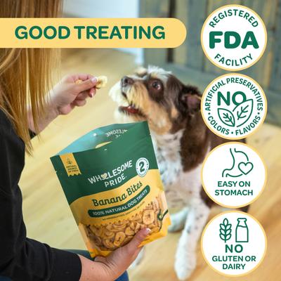 Show full view: Wholesome Pride Pet Treats Banana Bites 100% All-Natural Limited Ingredient Dog Treats, 16-oz bag slide 5 of 11