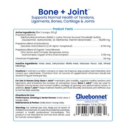 Show full view: Bluebonnet Feeds Bone & Joint Support Pellets Horse Supplement, 7-lb tub slide 3 of 5