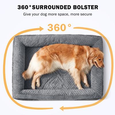 Show full view: Invenho Waterproof Orthopedic Couch Dog Bed with Washable Removable Cover, Grey, 35 x 25 x 6.5-in slide 7 of 10