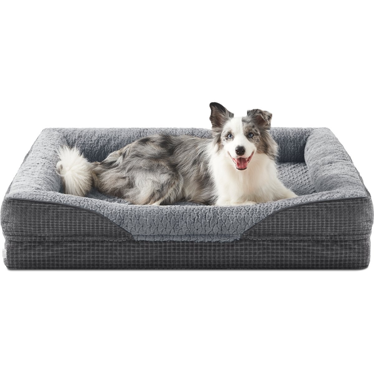 Invenho Waterproof Orthopedic Couch Dog Bed with Washable Removable Cover, Grey, 35 x 25 x 6.5-in