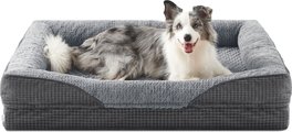 Invenho Waterproof Orthopedic Couch Dog Bed with Washable Removable Cover, Grey, 35 x 25 x 6.5-in