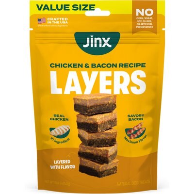 Jinx Jinx Chicken & Bacon Layers Jerky Dog Treats, 15-oz bag