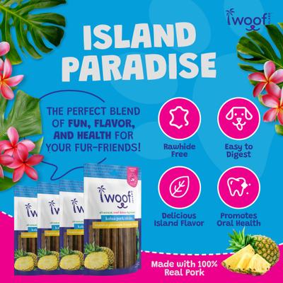 Show full view: Woof Island Adult Kalua Pork Sticks with Pineapple Natural Dog Chew Treats, 13.25-oz bag, 50 count slide 7 of 10