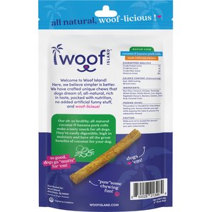Woof Island Adult Coconut & Banana Pork Rolls with Chicken Natural Dog Chew Treats, 4-oz bag, 5 count