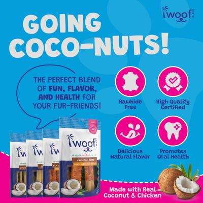 Show full view: Woof Island Adult Coconut Bones with Chicken Natural Dog Chew Treats, 4.4-oz bag, 2 count slide 7 of 9