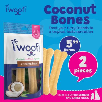 Show full view: Woof Island Adult Coconut Bones Natural Dog Chew Treats, 4-oz bag, 2 count slide 4 of 9