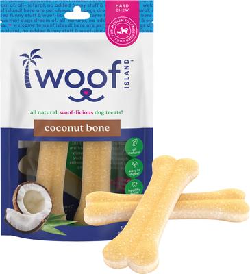 Show full view: Woof Island Adult Coconut Bones Natural Dog Chew Treats, 4-oz bag, 2 count slide 3 of 9