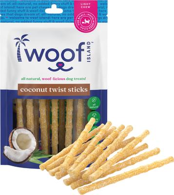 Show full view: Woof Island Adult Coconut Sticks Natural Dog Chew Treats, 2.6-oz bag, 12 count slide 3 of 10