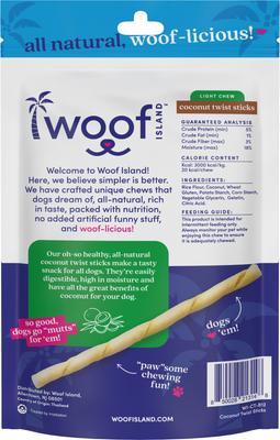 Show full view: Woof Island Adult Coconut Sticks Natural Dog Chew Treats, 2.6-oz bag, 12 count slide 5 of 10
