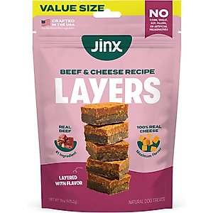Jinx Beef & Cheese Layers Jerky Dog Treats, 15-oz bag