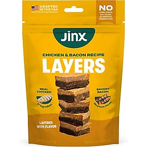 Jinx Chicken & Bacon Layers Jerky Dog Treats, 5-oz bag