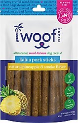 Woof Island Adult Kalua Pork Sticks with Pineapple Natural Dog Chew Treats, 13.25-oz bag, 50 count