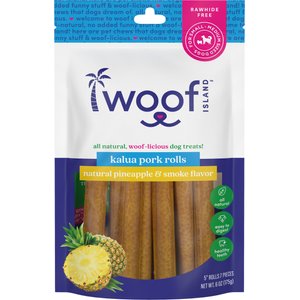 Woof Island Adult Kalua Pork Rolls Natural Dog Chew Treats, 6-oz bag, 7 count