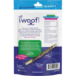 Woof Island Adult Coconut Mango Sticks with Fish Natural Dog Chew Treats, 3.6-oz bag, 12 count
