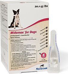 Midamox Topical Solution for Dogs, 20.1-55 lbs, (Red Box), 6 Doses (6-mos. supply)