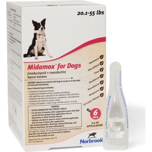 Midamox Topical Solution for Dogs, 20.1-55 lbs, (Red Box), 6 Doses (6-mos. supply)