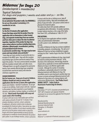 Show full view: Midamox Topical Solution for Dogs, 9.1-20 lbs, (Teal Box), 6 Doses (6-mos. supply) slide 2 of 6