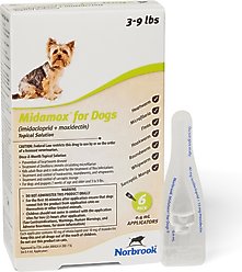 Midamox Topical Solution for Dogs, 3-9 lbs, (Green Box), 6 Doses (6-mos. supply)