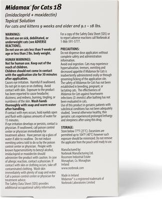 Show full view: Midamox Topical Solution for Cats, 9.1-18 lbs, (Purple Box), 6 Doses (6-mos. supply) slide 2 of 5