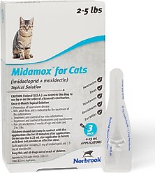 Midamox Topical Solution for Cats, 2-5 lbs (Teal Box), 3 Doses (3-mos. supply)