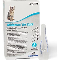Midamox Topical Solution for Cats, 2-5 lbs (Teal Box), 3 Doses (3-mos. supply)