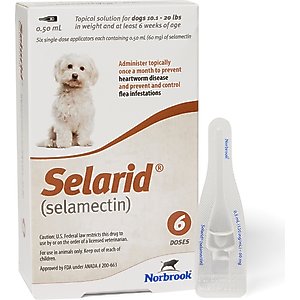Selarid Topical Solution for Dogs, 10.1-20 lbs, (Brown Box), 6 Doses (6-mos. supply)