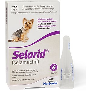 Selarid Topical Solution for Dogs, 5.1-10 lbs, (Purple Box), 6 Doses (6-mos. supply)
