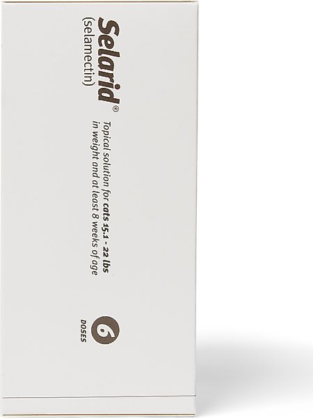 Show full view: Selarid Topical Solution for Cats, 15.1-22 lbs, (Taupe Box), 6 Doses (6-mos. supply) slide 3 of 6