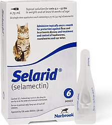 Selarid Topical Solution for Cats, 5.1-15 lbs, (Blue Box), 6 Doses (6-mos. supply)