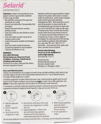 Show full view: Selarid Topical Solution for Puppies & Kittens, 0-5 lbs, (Mauve Box), 3 Doses (3-mos. supply) slide 2 of 6