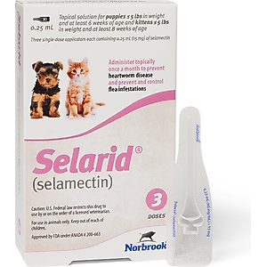 Selarid Topical Solution for Puppies & Kittens, 0-5 lbs, (Mauve Box), 3 Doses (3-mos. supply)