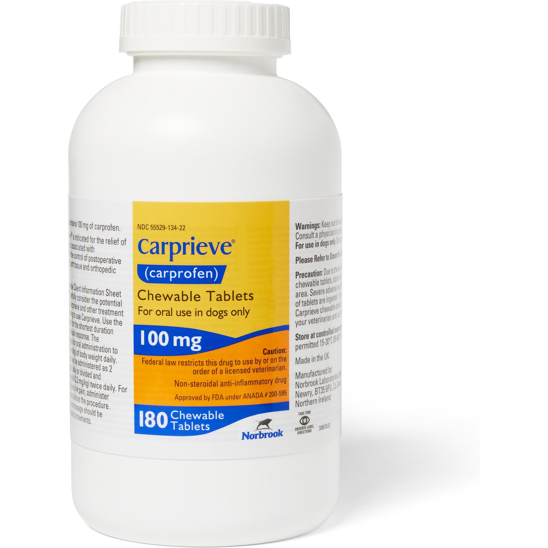 Carprieve (Carprofen) Chewable Tablets, 100mg, 90 chewable tablets