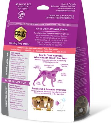Show full view: Yummy Combs Fish & Egg Large Dental Dog Treats, 12-oz bag, 9 count slide 3 of 8