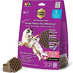 Yummy Combs Fish & Egg Small Dental Dog Treats, 12-oz bag, 21 count