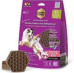 Yummy Combs Fish & Egg X-Large Dental Dog Treats, 12-oz bag, 6 count